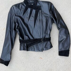 Vintage Women’s 80’s Belted Leather & Suede Jacket - fits 4/6